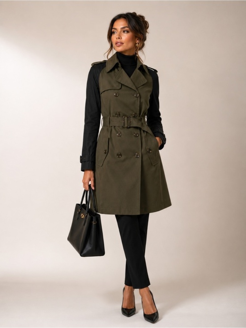 Altuzarra 20th Anniversary Olive Green Double Breasted Trench Coat M for Target